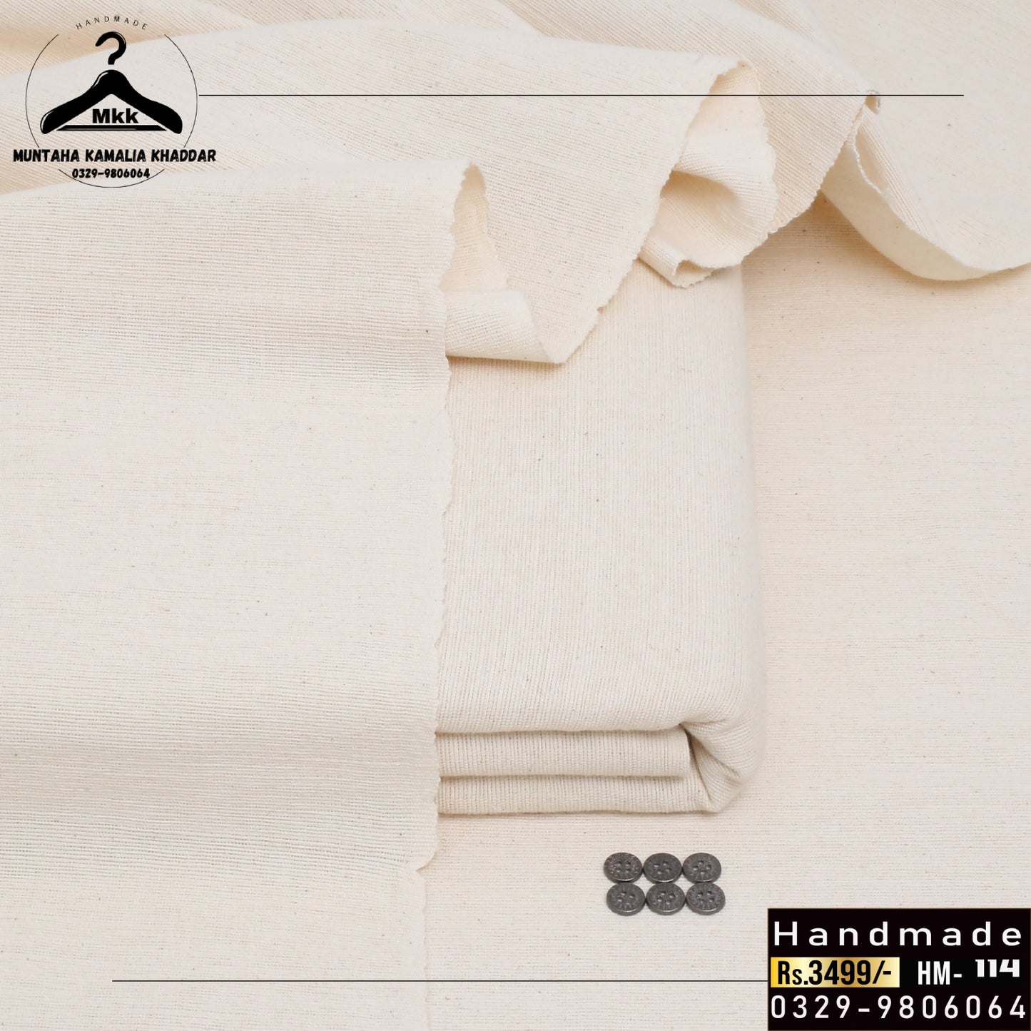 OFF WHITE HANDMADE KAMALIA KHADDI KHADDAR PREMIUM COLLECTION