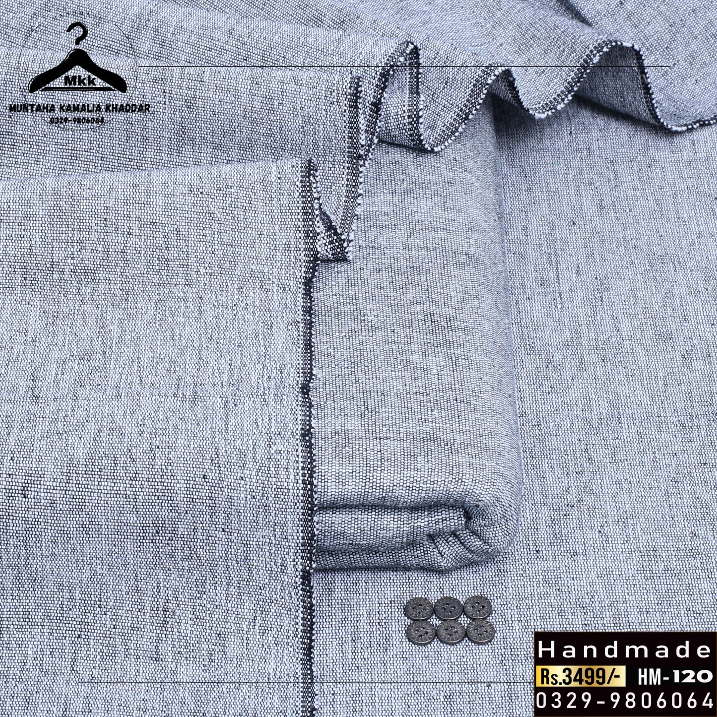 SILVER HANDMADE KAMALIA KHADDI KHADDAR PREMIUM COLLECTION