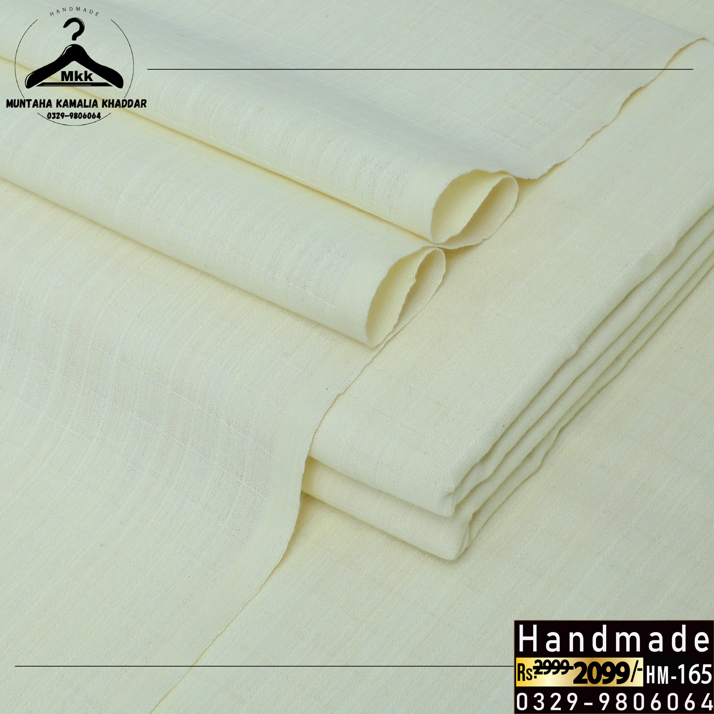 Cream Color Check Kamalia Khaddar with Breezy Comfort