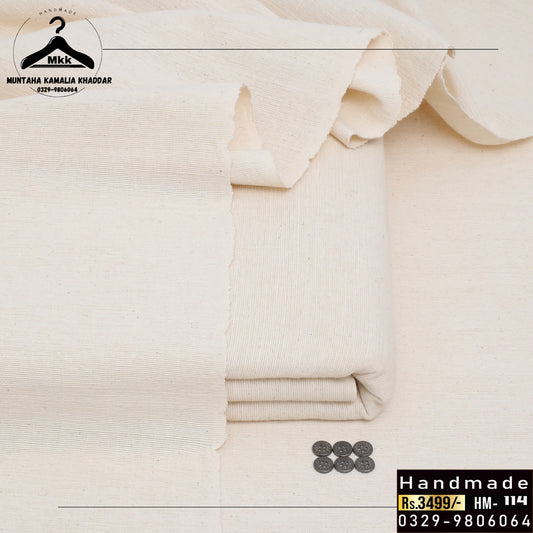 OFF WHITE HANDMADE KAMALIA KHADDI KHADDAR PREMIUM COLLECTION