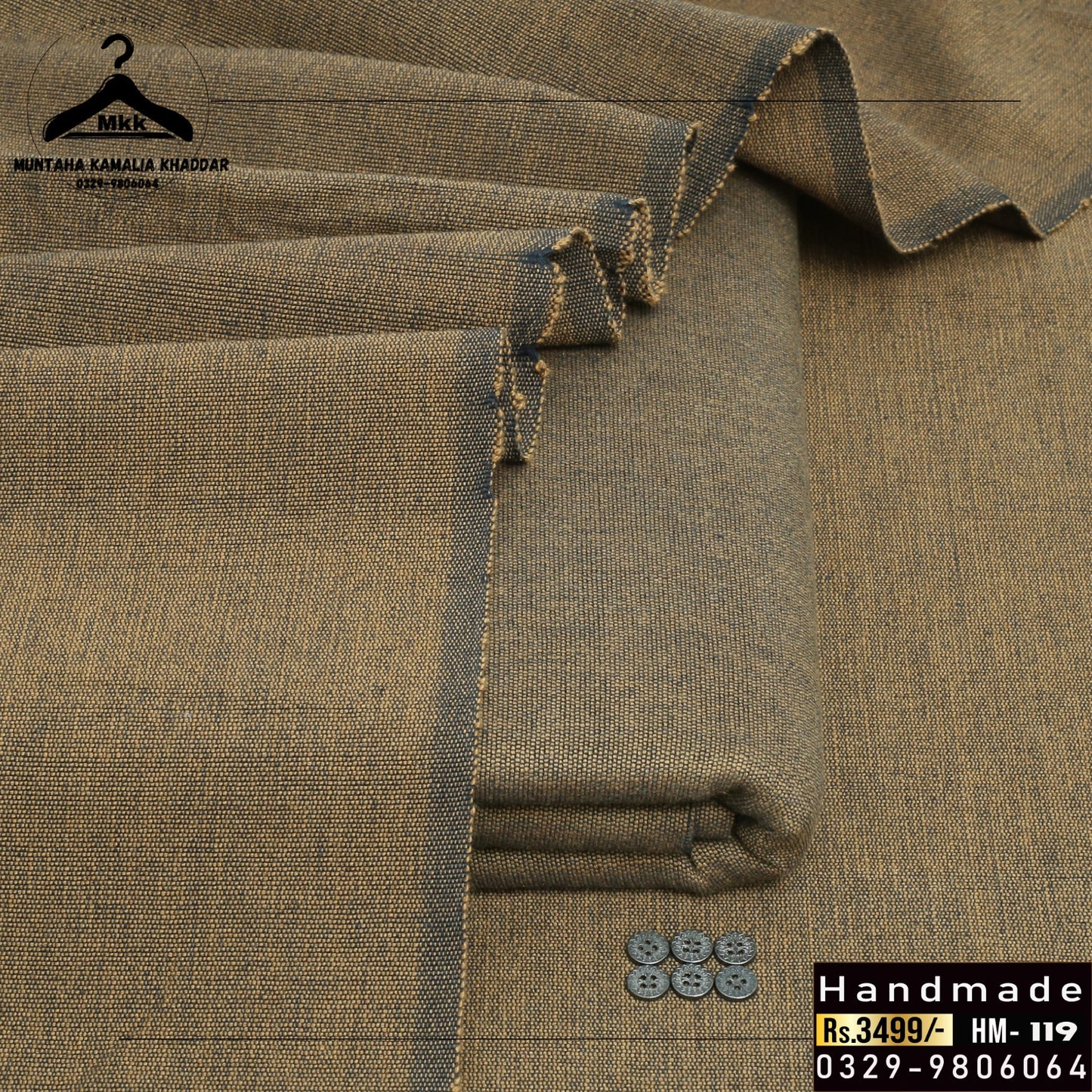 CAMEL BROWN HANDMADE KAMALIA KHADDI KHADDAR PREMIUM COLLECTION