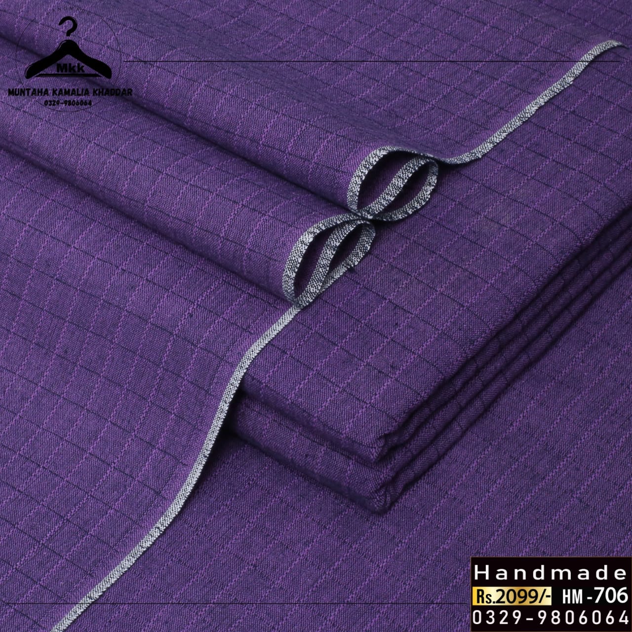 PURPLE ELEGANT CHECK KAMALIA KHADDAR FOR DAILY & FESTIVE WEAR