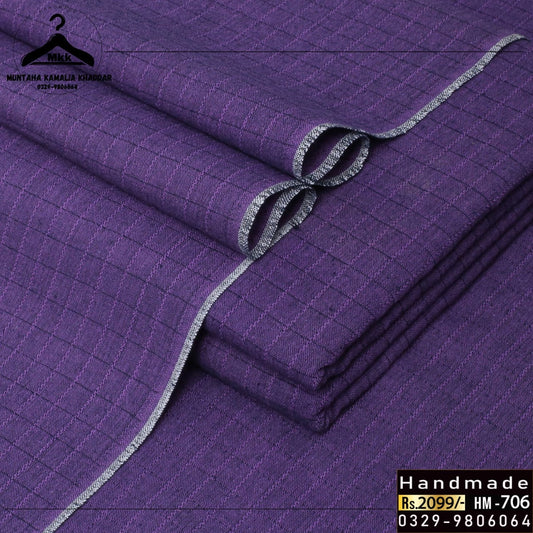 PURPLE ELEGANT CHECK KAMALIA KHADDAR FOR DAILY & FESTIVE WEAR