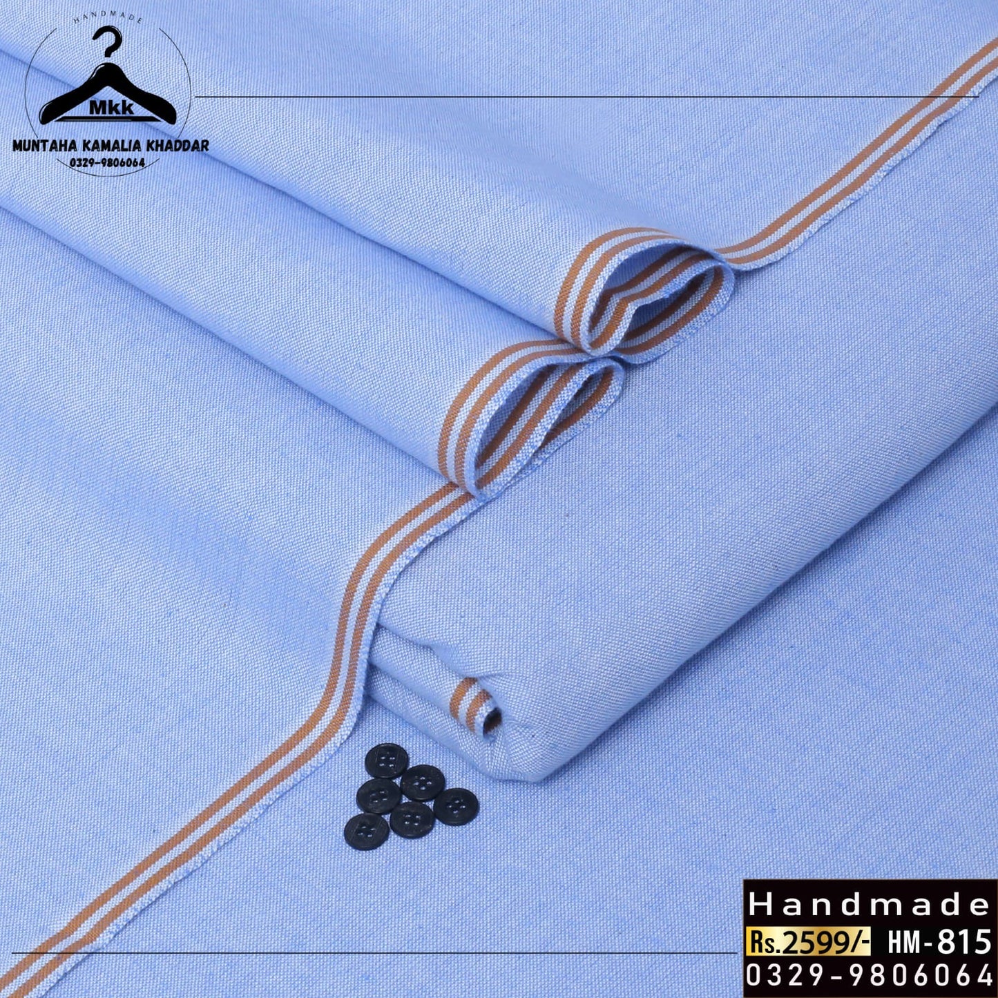 LIGHT Blue – Premium Kamalia Single Goli Cotton Fabric | Rich, Breathable & Classic
