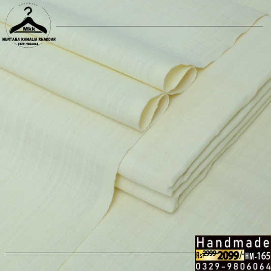 Cream Color Check Kamalia Khaddar with Breezy Comfort