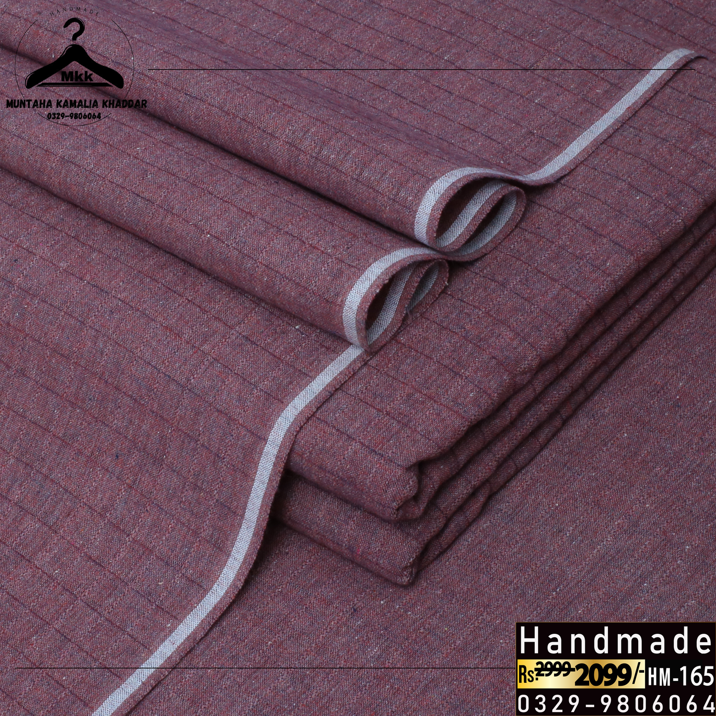 MAROON  PINK – DEEP CHECK KAMALIA KHADDAR WITH ELEGANT APPEAL